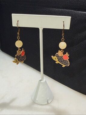 Hand Crafted Hedgehog Earrings Jade Crystal Bead Fall Novelty Jewelry